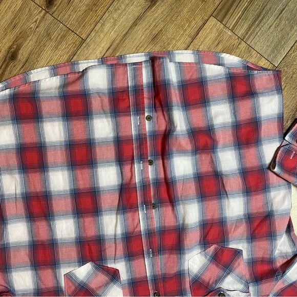 Wrangler Men's Western Red Plaid Button Down Long Sleeve Shirt - Picture 7 of 8